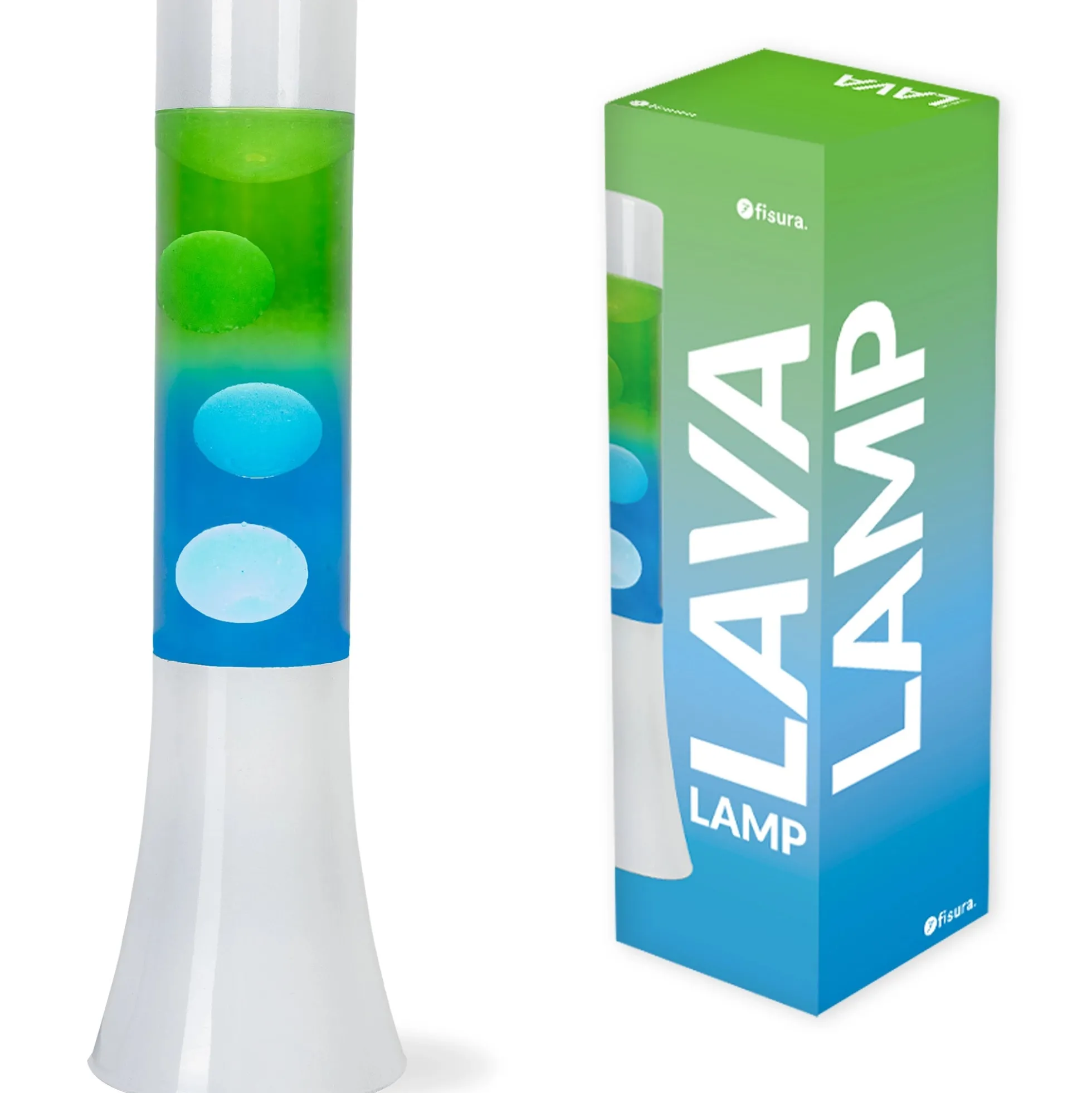 Lámpara de lava degradada azul y verde de 30 cm