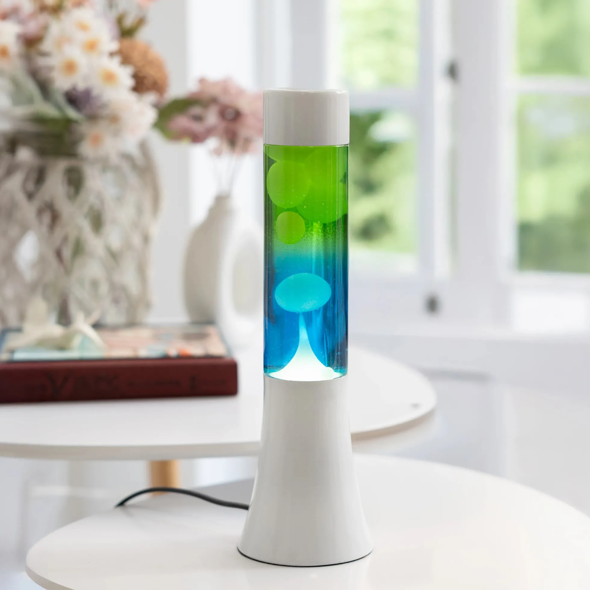 Lámpara de lava degradada azul y verde de 30 cm