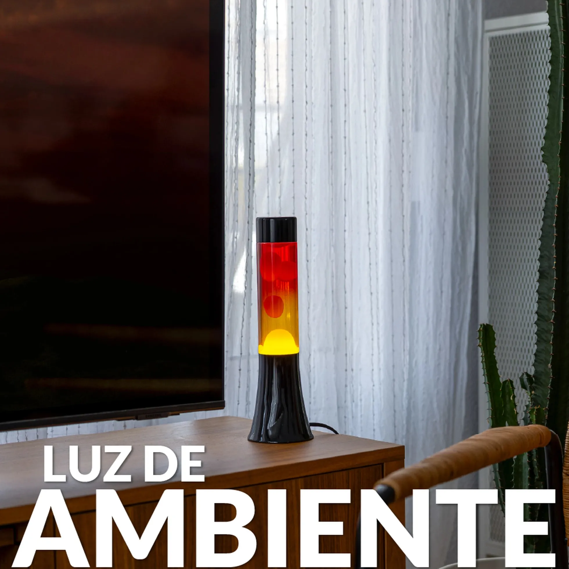 Lámpara de lava degradada de 30 cm con base negra