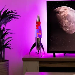 Lámpara de lava rocket roja y morada