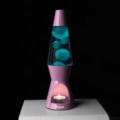 Lámpara de lava vela verde y rosa