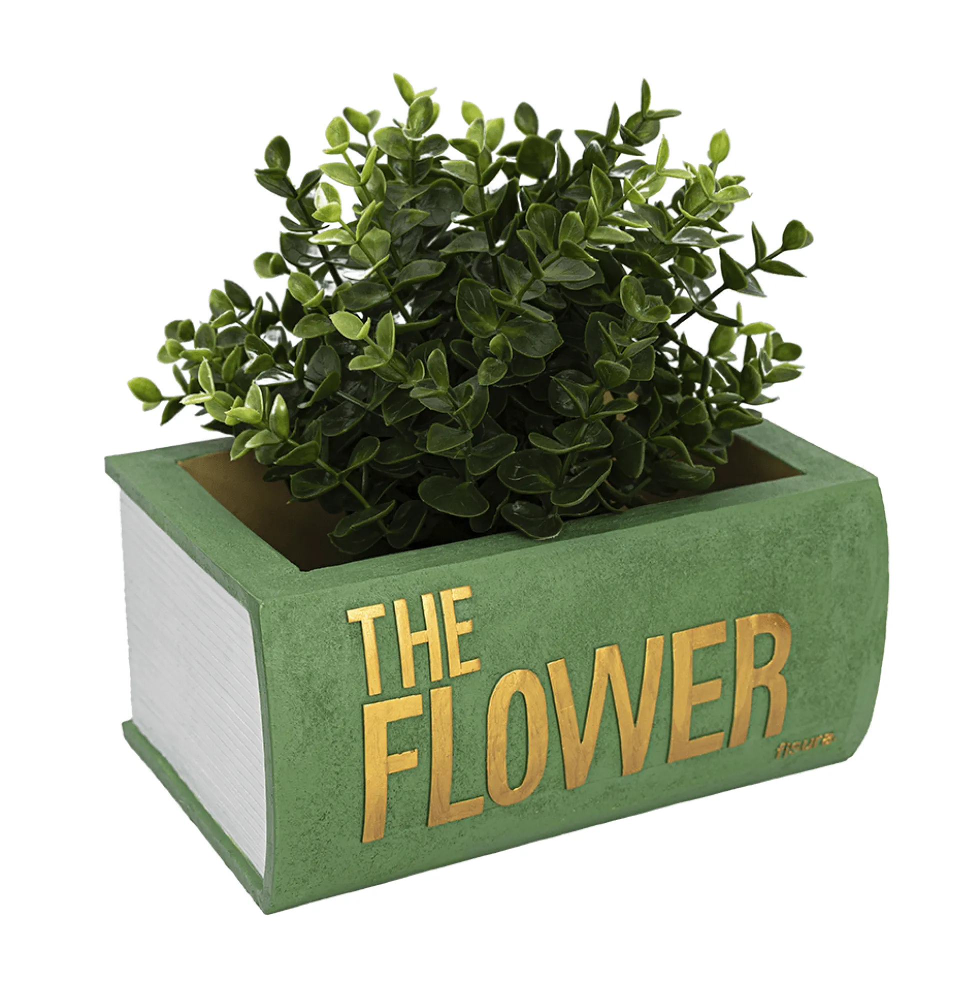 Macetero libro "The flower" verde