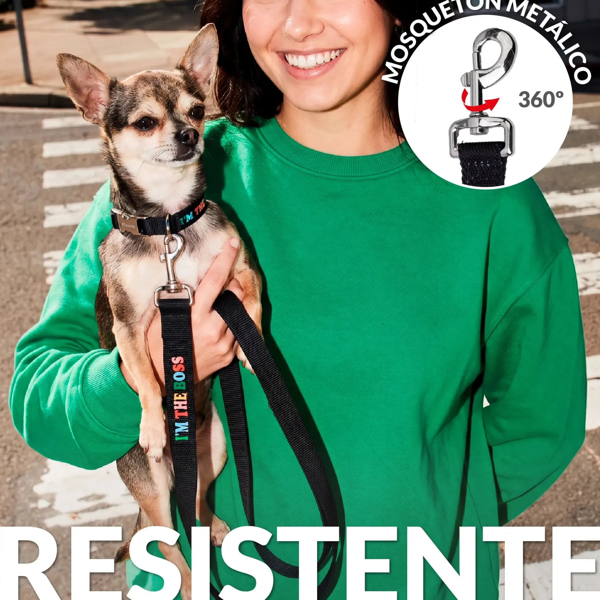 Pack de collar y correa "I’m the boss" L