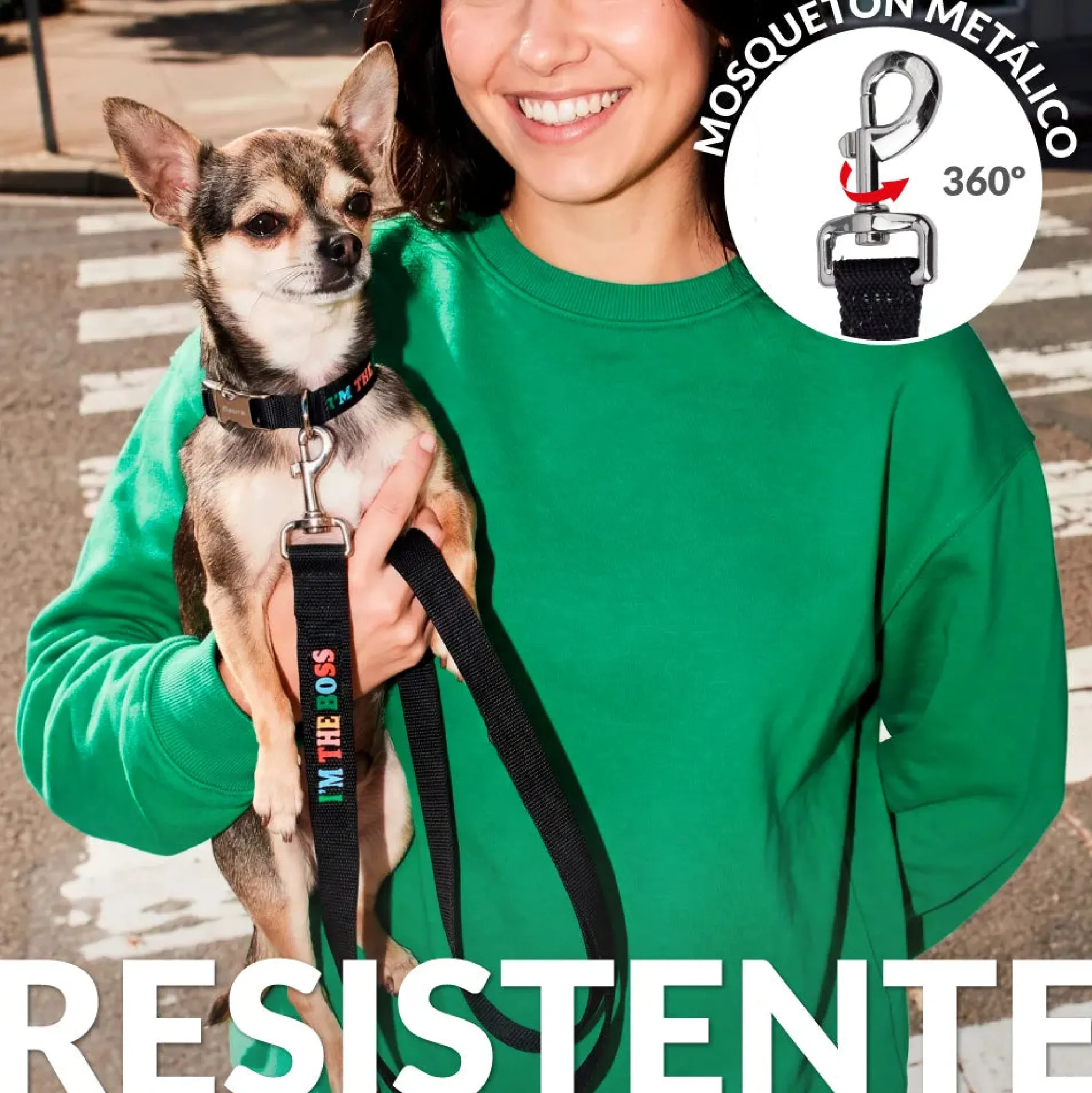 Pack de collar y correa "I’m the boss" S