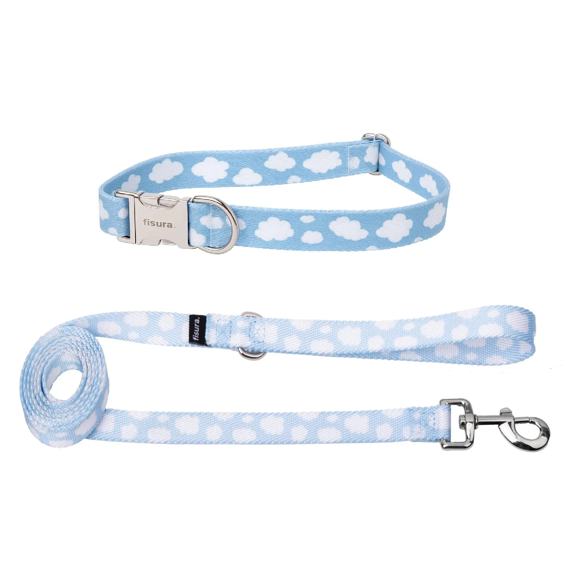 Pack de collar y correa "Nubes” L