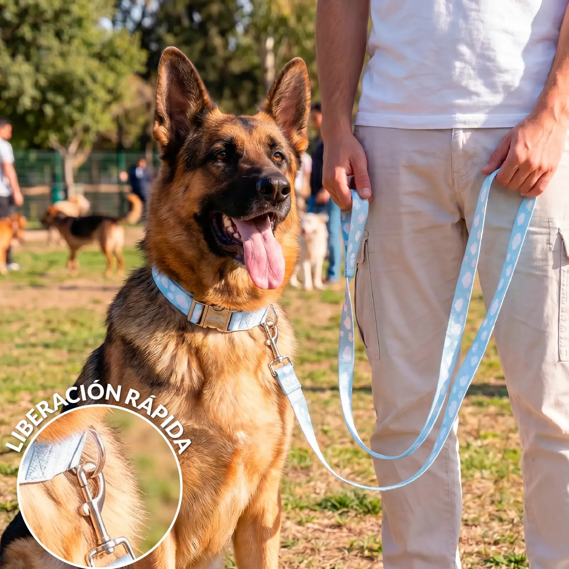 Pack de collar y correa "Nubes” L