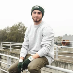 Pack de gorro y guantes “I’m cold” verde y gris