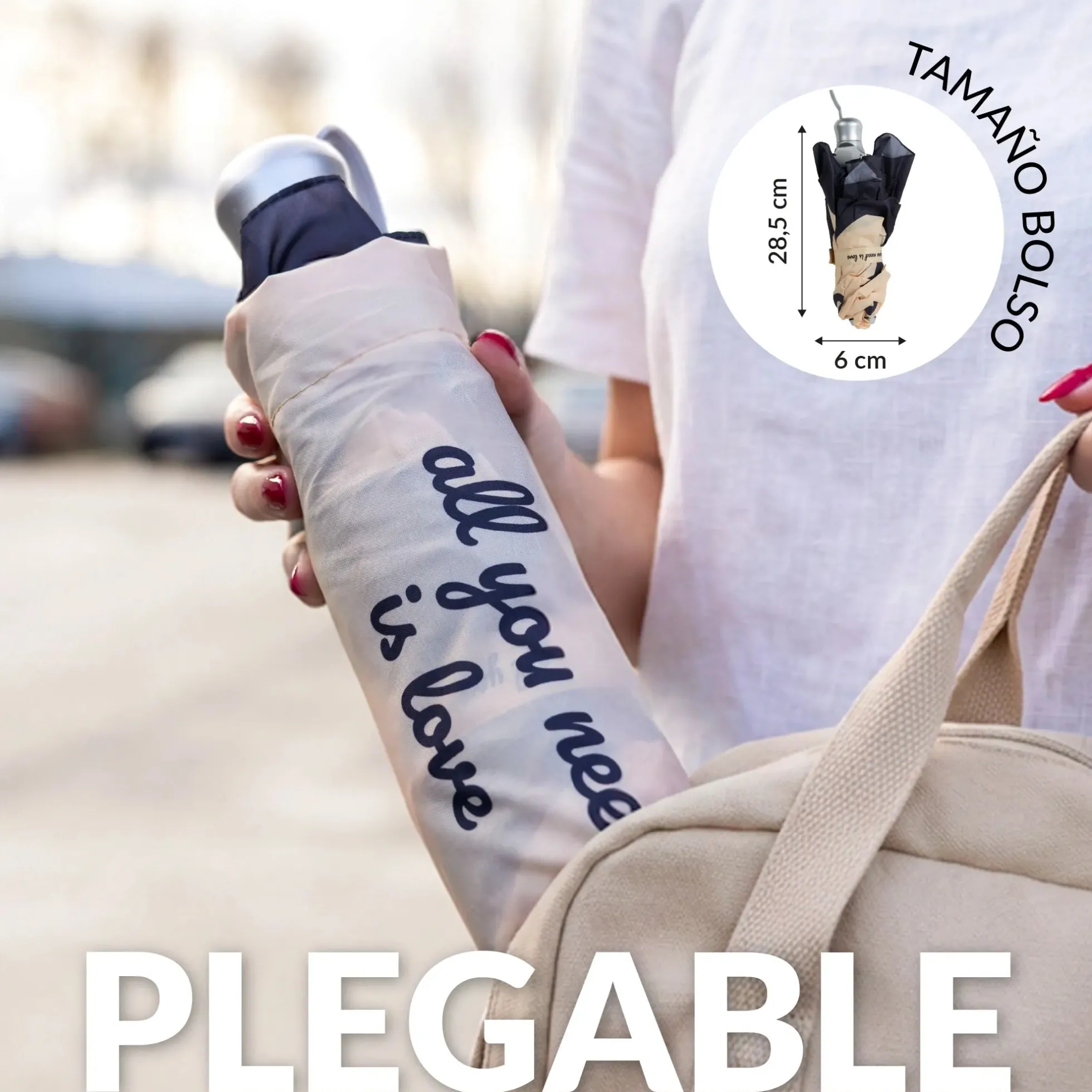 Paraguas plegable doble "All you need is love"