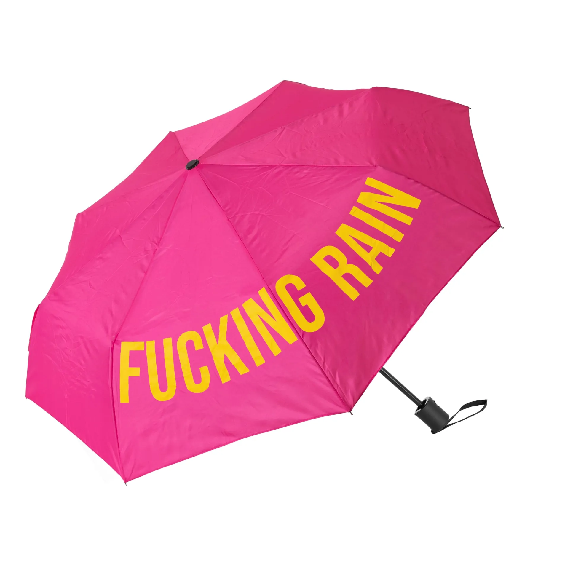 Paraguas plegable "Fucking Rain" rosa