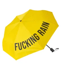 Paraguas plegable "Fucking Rain" amarillo