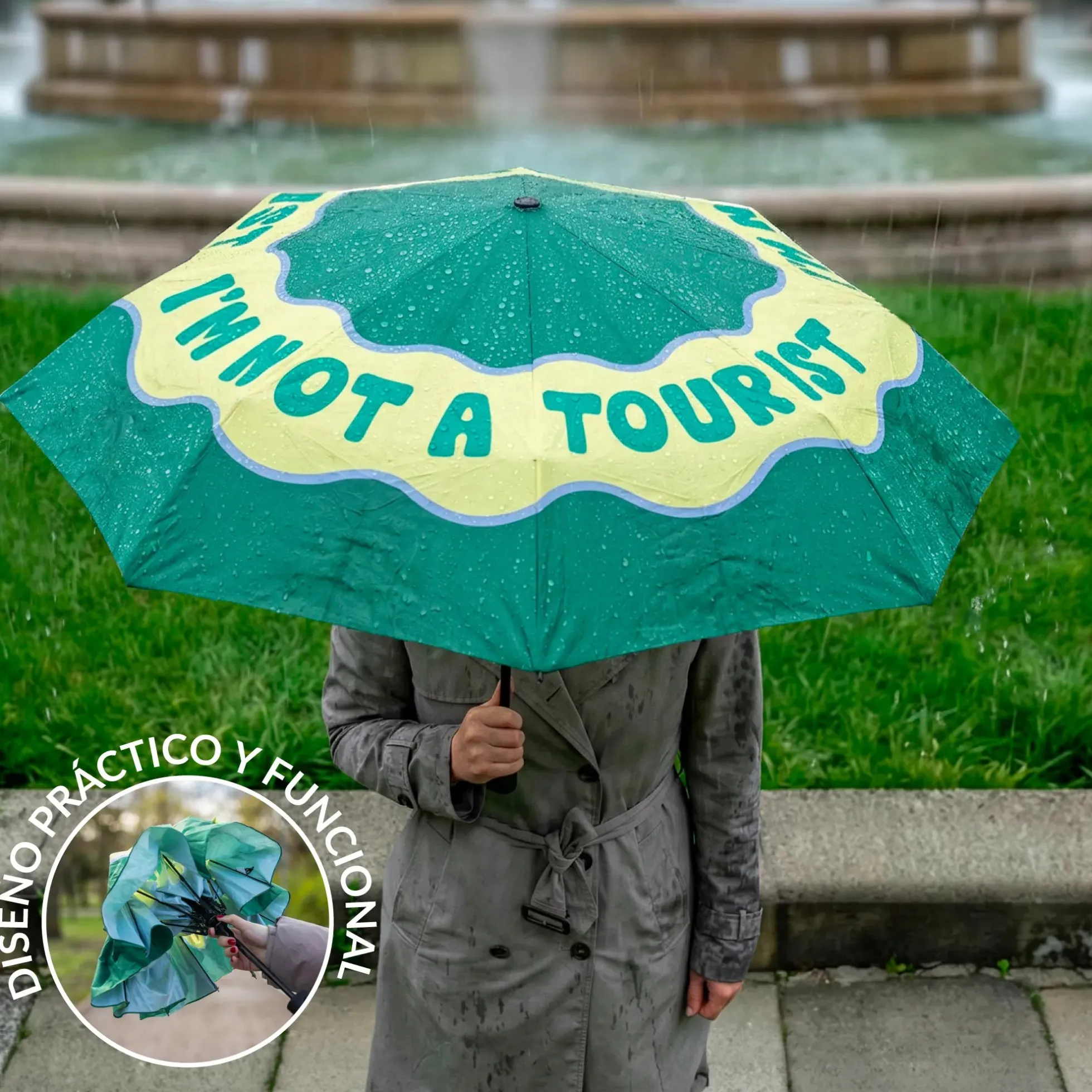 Paraguas plegable "I'm not a tourist"