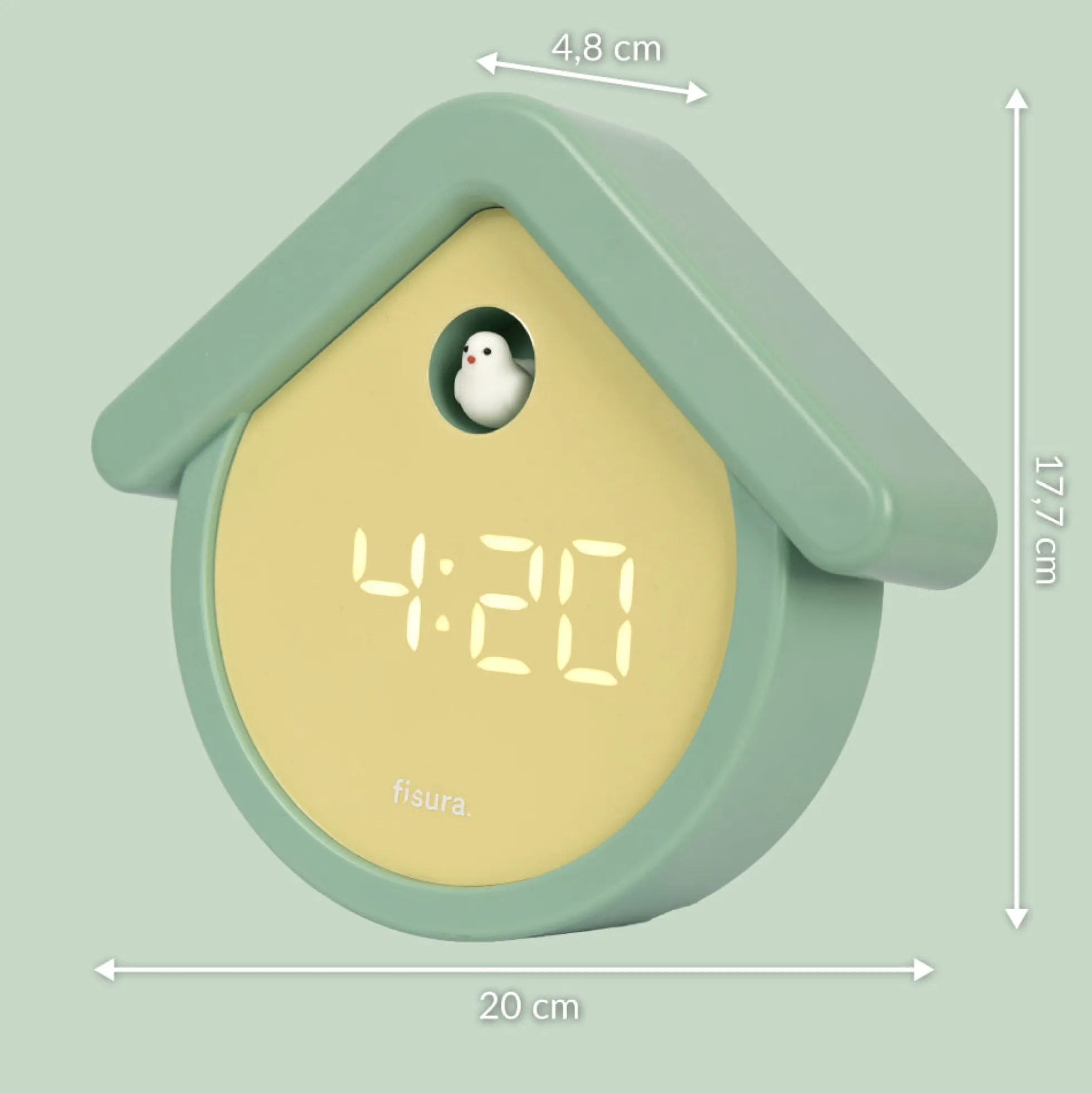 Reloj cuco digital menta y beige