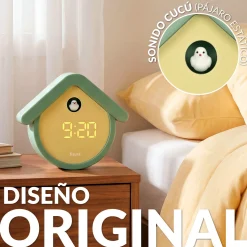 Reloj cuco digital menta y beige