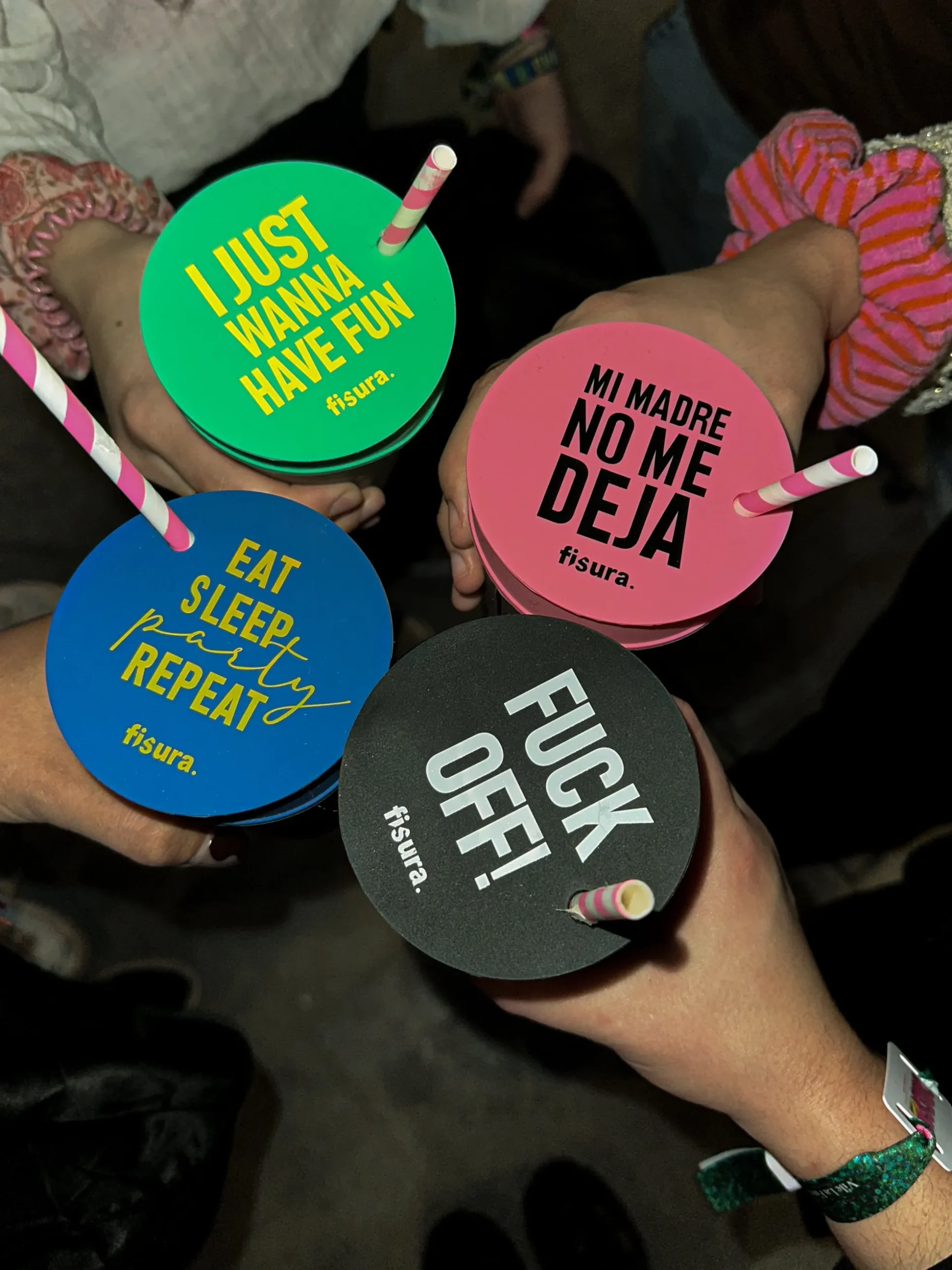 Tapa vasos antidroga “Eat, Sleep, Party, Repeat”