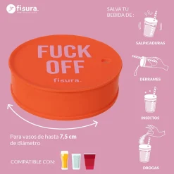 Tapa vasos antidroga “Fuck off” rojo
