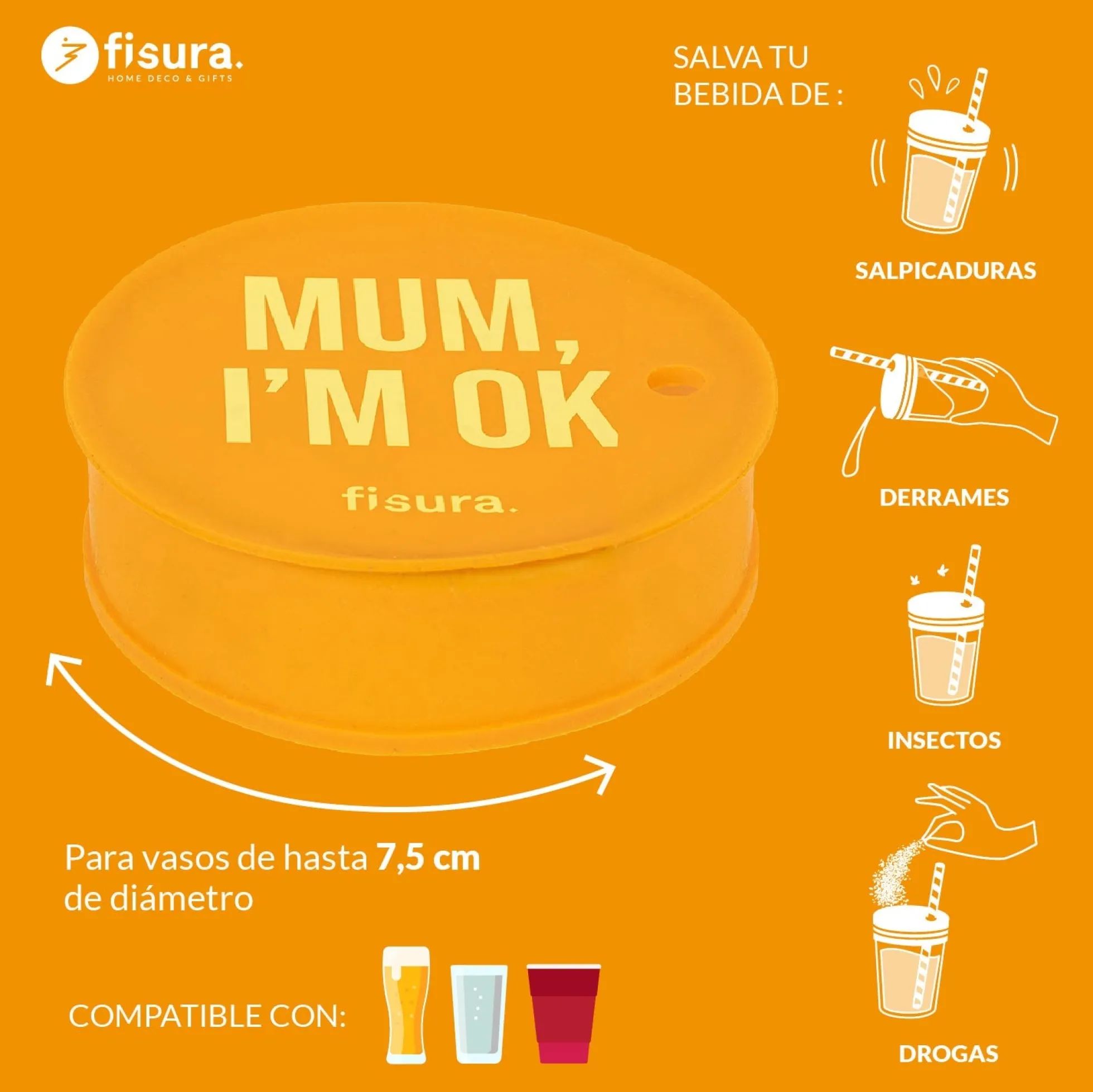 Tapa vasos antidroga “Mum I'm ok”