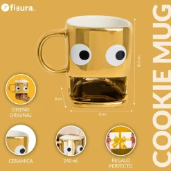 Taza para galletas dorada