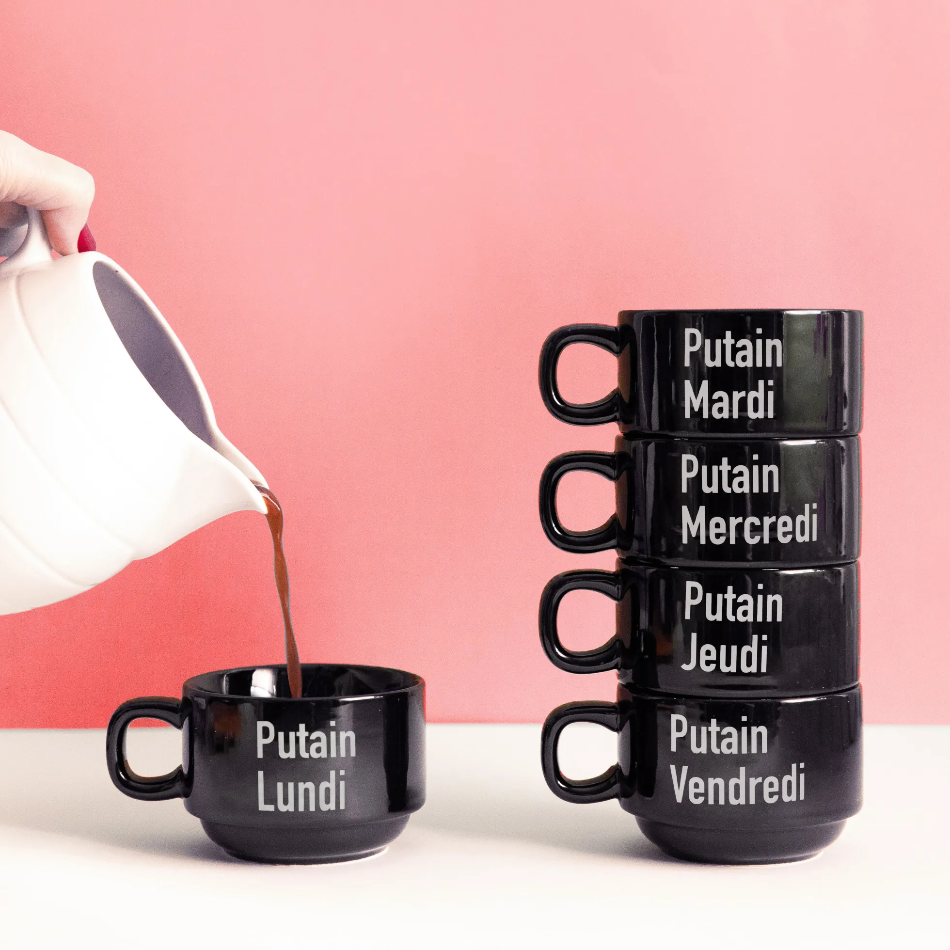 Tazas "Putain la Semaine" FR (Set de 5)