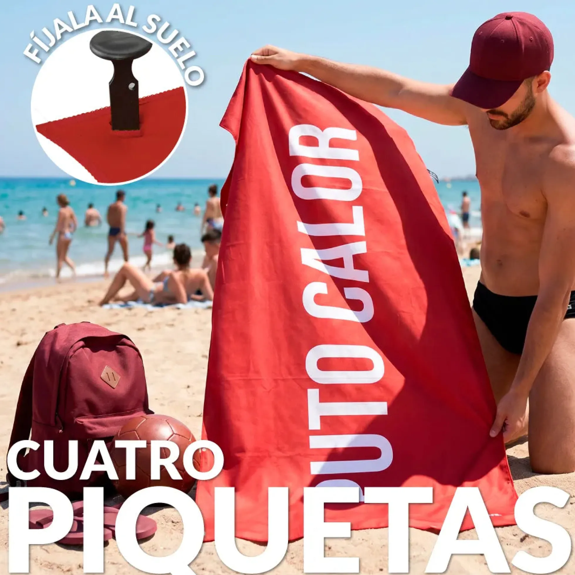 Toalla playa "puto calor" rojo