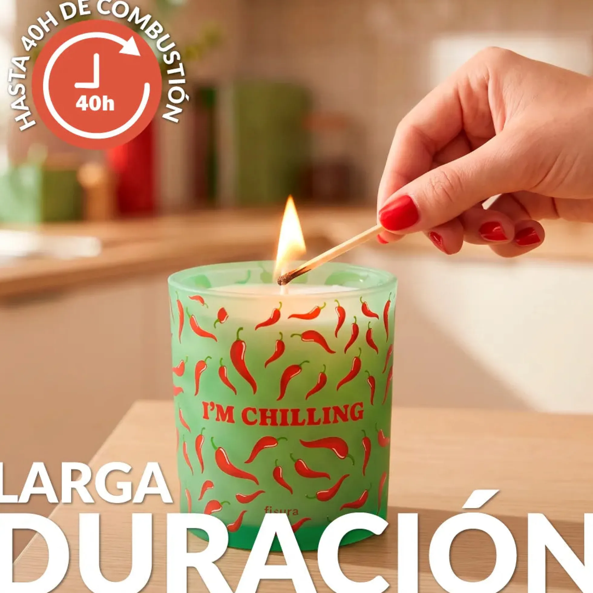Vela de cristal “I’m chilling” – canela y guindilla