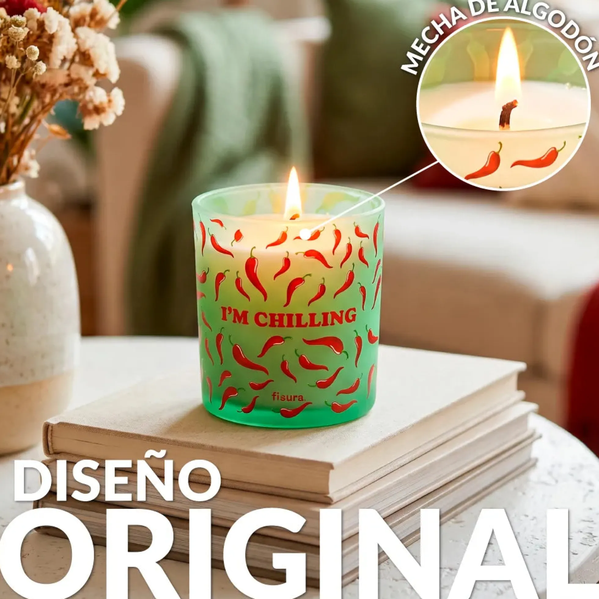 Vela de cristal “I’m chilling” – canela y guindilla