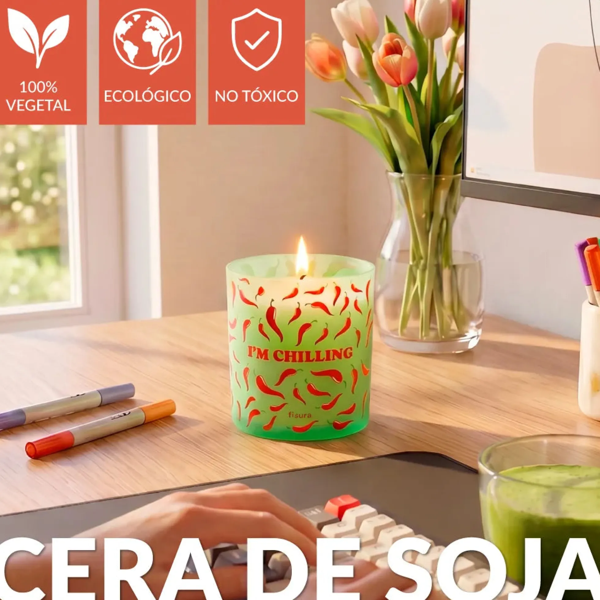 Vela de cristal “I’m chilling” – canela y guindilla
