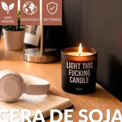 Vela de cristal “Light this fucking candle” – lino fresco