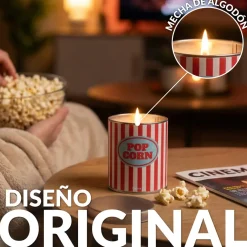 Vela en lata de metal “Pop corn” – palomitas de mantequilla
