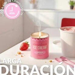 Vela en lata de metal “Strawberry ice cream” – fresas con nata